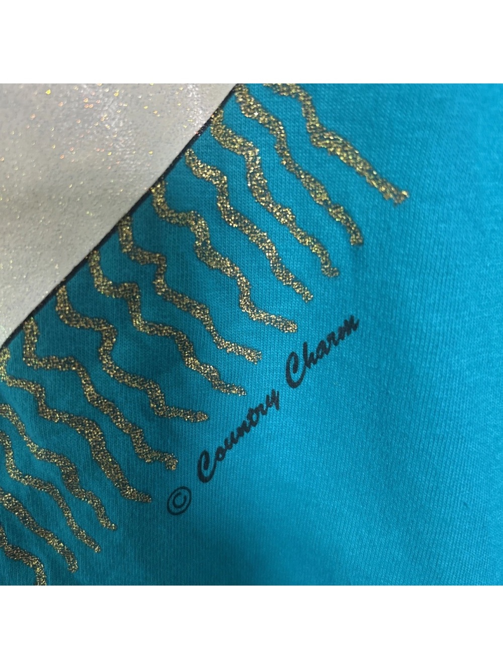 Vtg 90s Country Charm Jewels Gems Fruit Of The Loom Single Stitch Green Tee XL - Picture 9 of 14